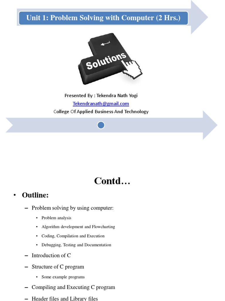 Unit 1: Problem Solving With Computer (2 HRS.) | PDF | Computer Program ...