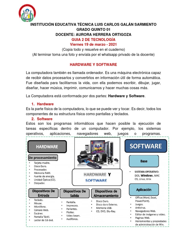 Hardware y Software en Computadoras | PDF | Juegos y actividades ...