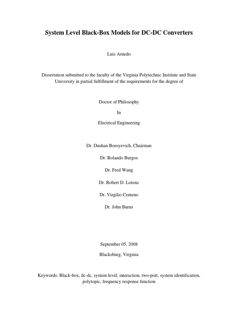 System Level BlackBox Models For DCDC Converters PDF Power
