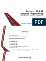 Lecture - 03 & 04 Computer Programming: 14 Computer Systems Engineering - Second Semester