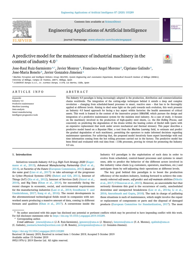 6.1 - A Predictive Model For The Maintenance of Industrial Machinery in ...