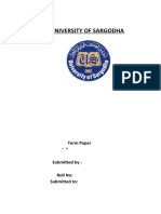 University of Sargodha: Term Paper '' Submitted By: Roll No: Submitted To