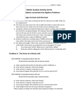 IT6010: Student Activity Set #1 Word Problems Converted Into Algebra Problems Problem 1: Percentage Increase and Decrease