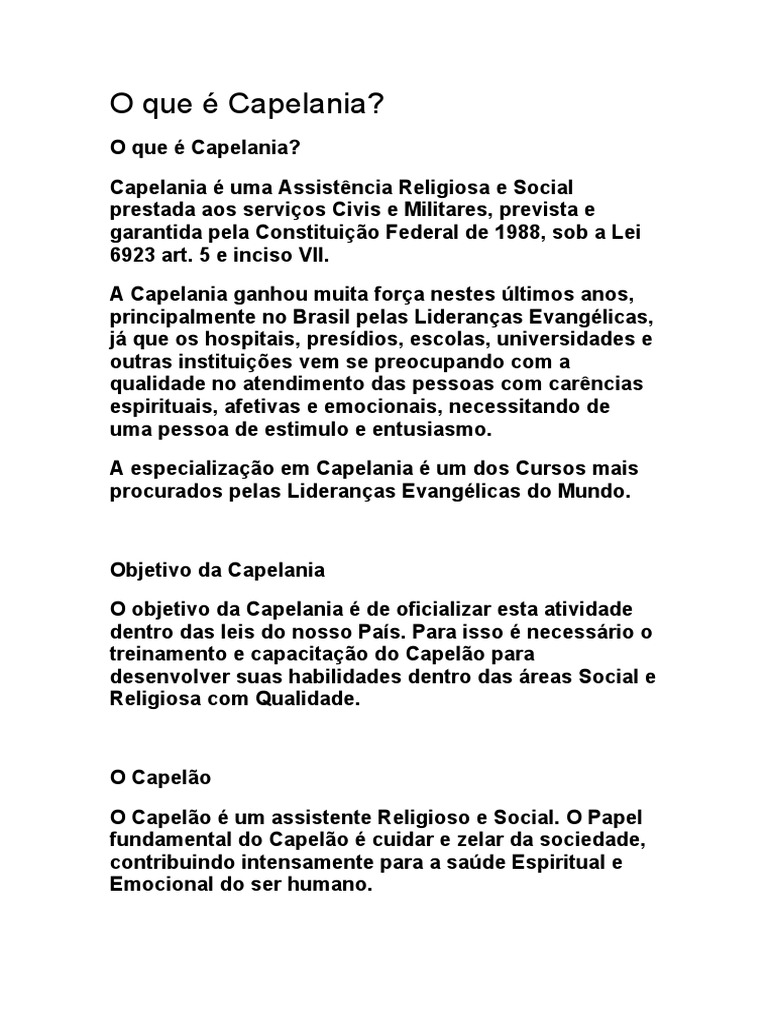 O Que É Capelania | PDF | Capelão | Sociologia
