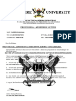 Makerere University: Provisional Admission Letter