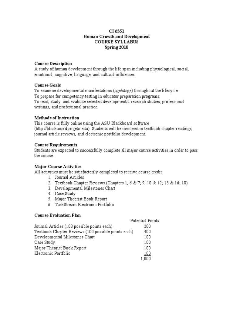Human Development Course Overview | PDF | Apa Style | Developmental ...
