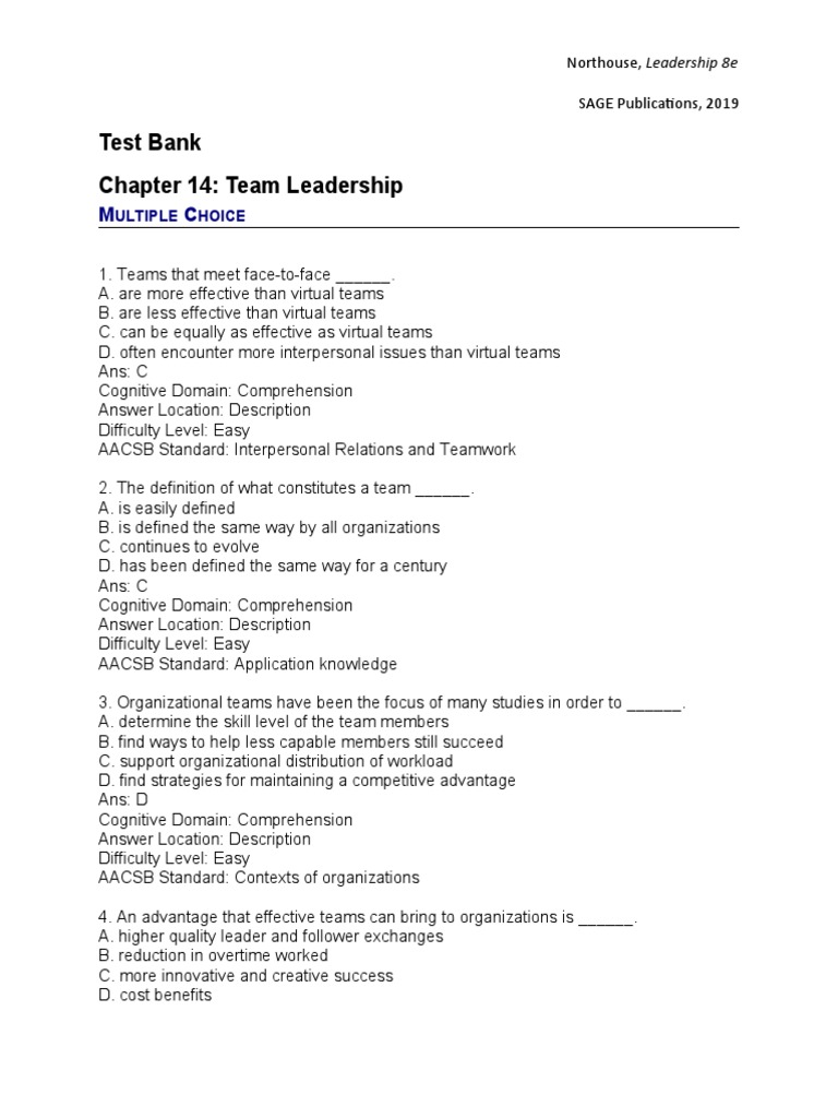 Team Leadership and Effectiveness Insights | PDF | Leadership ...