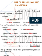 Modals Verbs or Permission and Obligation