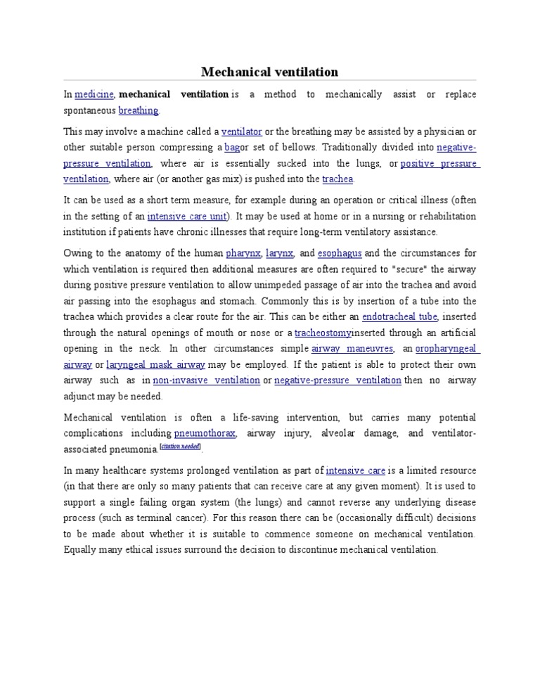 Overview of Mechanical Ventilation | PDF
