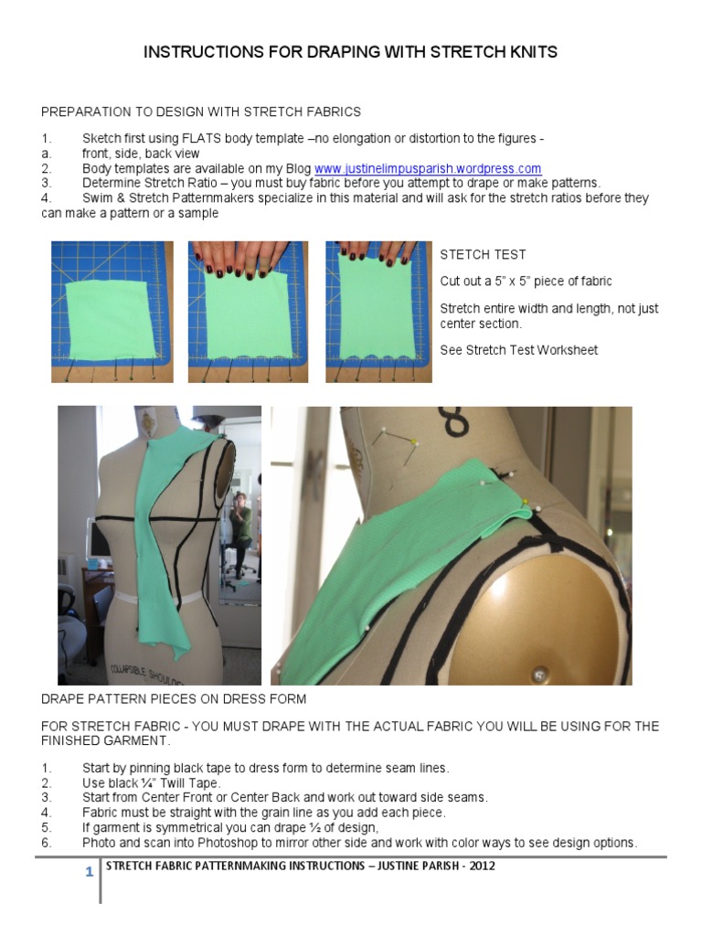 Instructions For Draping With Stretch Knits Stretch Fabric ...