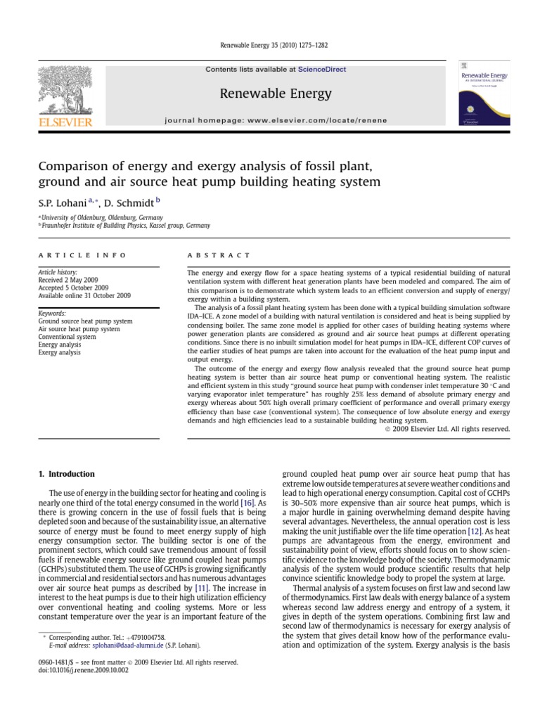 Energy & Exergy Analysis for Heating Systems | PDF | Exergy | Heat Pump