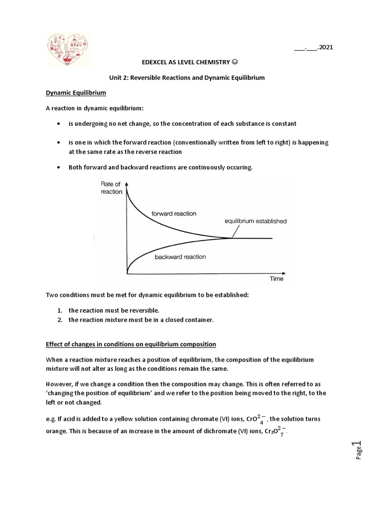 Reversible Reactions And Dynamic Equilibrium Pdf Chemical