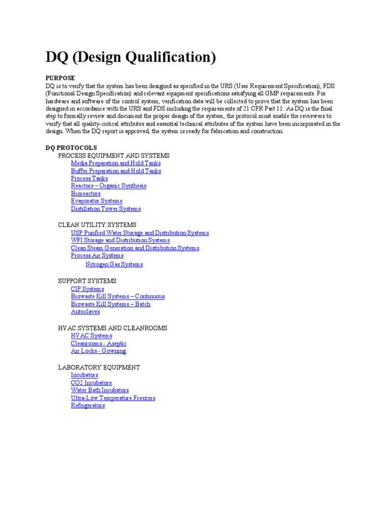 DQ (Design Qualification) : Purpose | Download Free PDF | Verification ...
