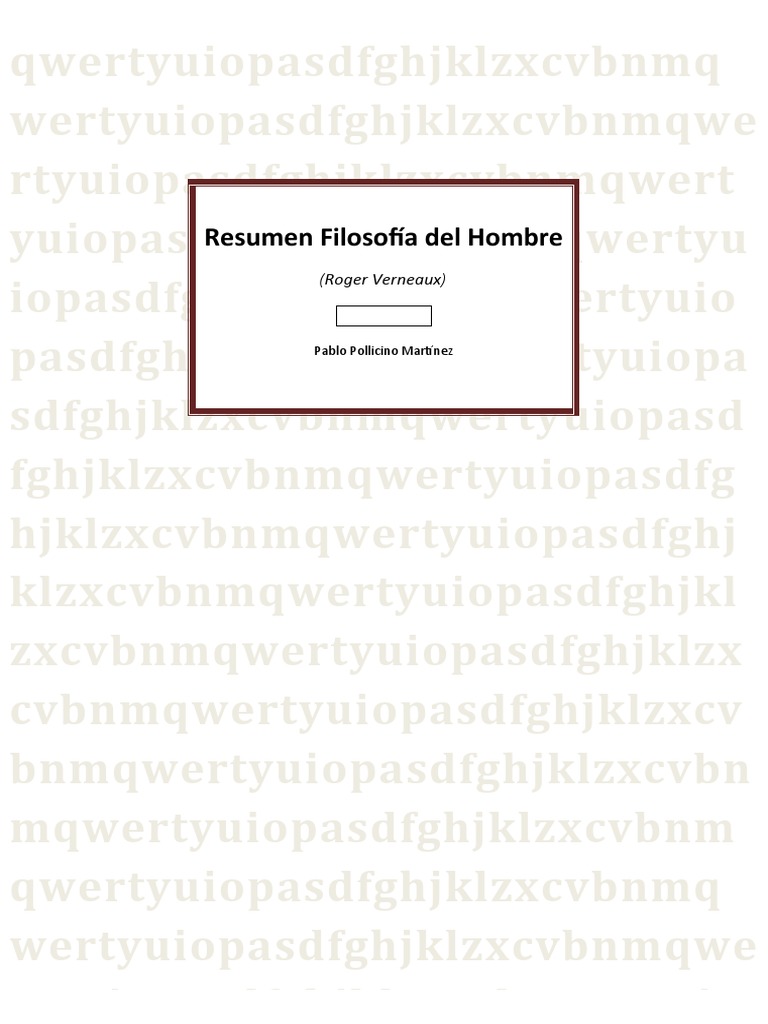 Análisis De La Filosofía Del Hombre Pdf Comprensión Alma