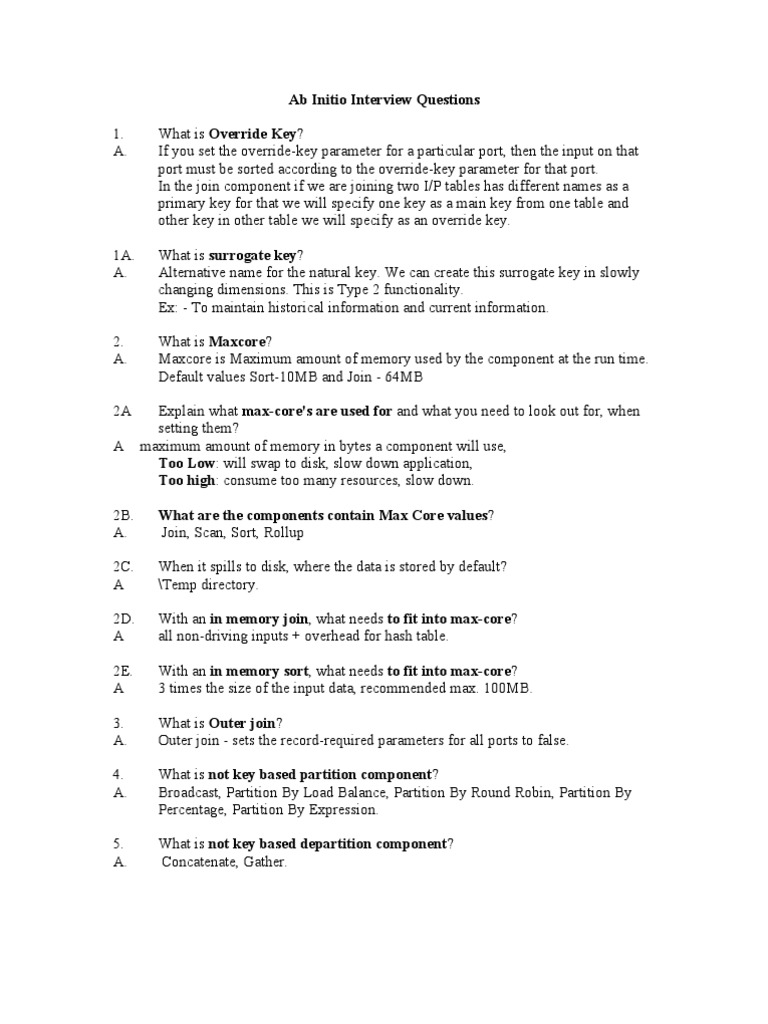 Ab Initio Interview Questions 1 PDF Parameter