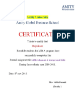 Certificate: Amity Global Business School