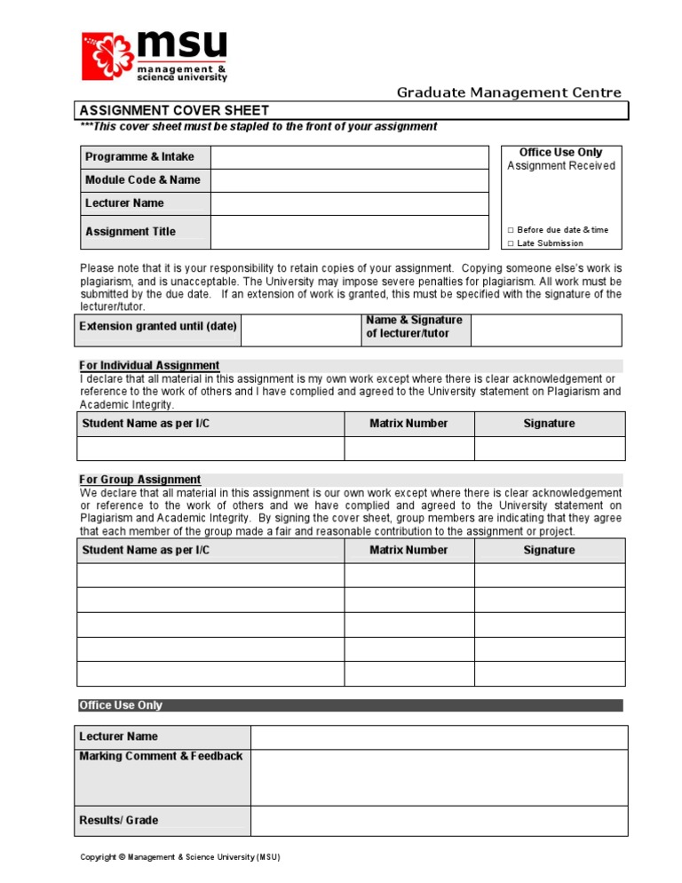 Wsu individual assignment cover sheet picture