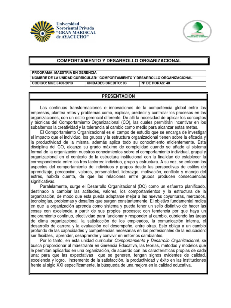 Comportamiento y Desarrollo Organizacional | PDF | Psicología ...
