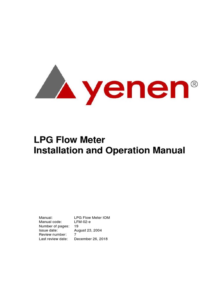 LPG Flow Meter Installation and Operation Manual | PDF | Valve ...