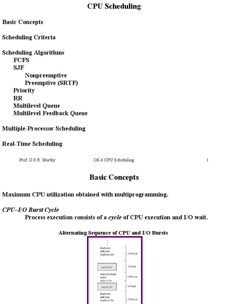 Prof. D.S.R. Murthy OS-6 CPU Scheduling 1 | PDF | Scheduling (Computing ...
