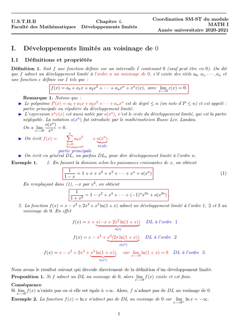 Développements Limités en Mathématiques | PDF | Tangente (géométrie ...