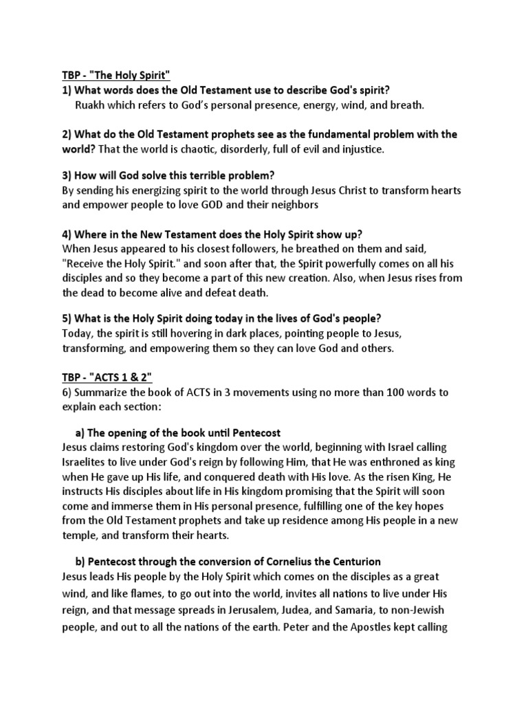Unit 4 Acts - The Holy Spirit | PDF | Paul The Apostle | Jesus