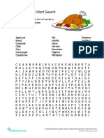 Thanksgiving Word Search: Find and Circle The List of Words in The Word Puzzle Below
