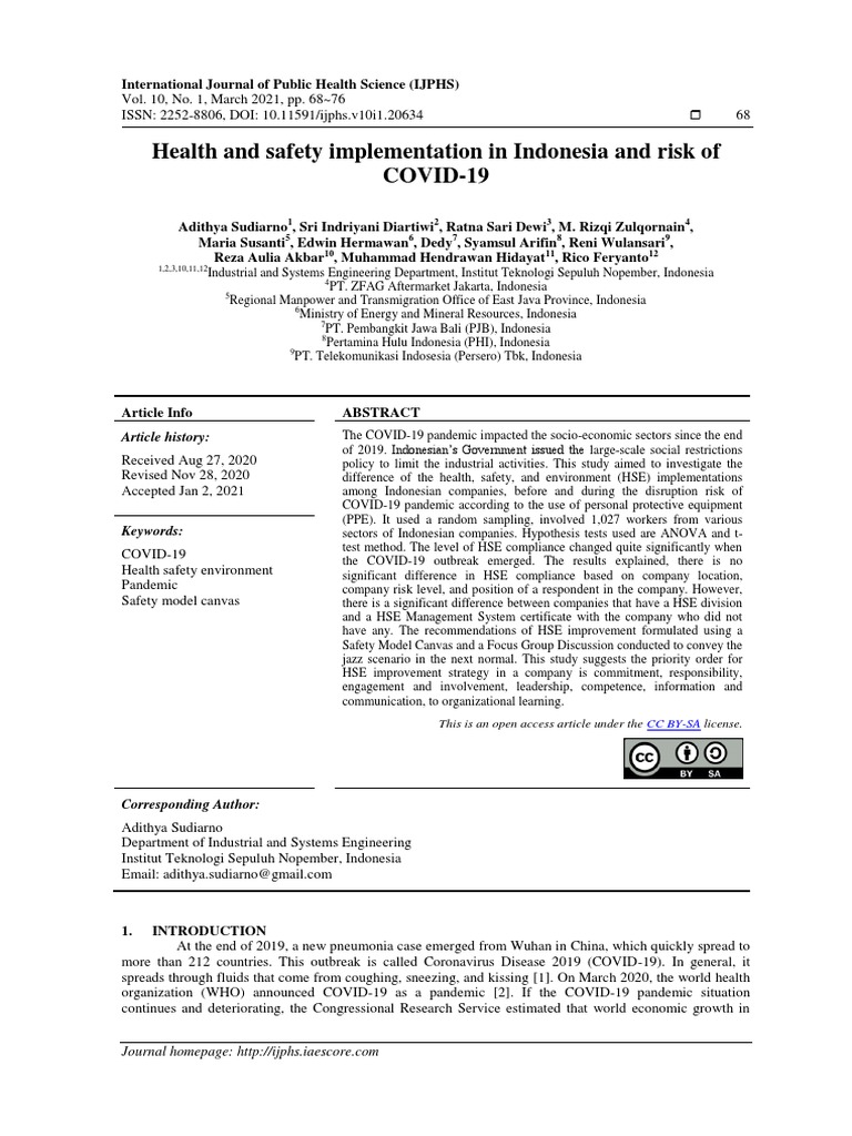 Health and Safety Implementation in Indonesia and | PDF | Occupational ...