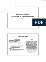 Lecture - Models of Health, Competing or Complementary Handout Slides