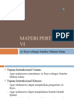 Materi Pertemuan VI: Ar Rayu Sebagai Sumber Hukum Islam