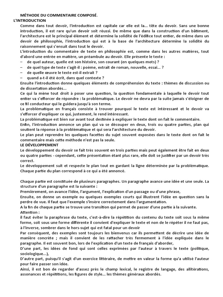 Méthode du Commentaire Composé | PDF | Science | Science et technologie