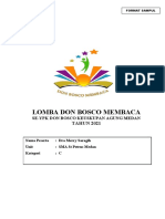Format Isi Lomba Don Bosco Membaca 2021 Untuk 3 Kategori