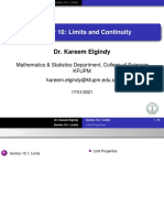 Chapter 10: Limits and Continuity: Dr. Kareem Elgindy