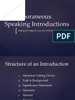Extemporaneous Speaking Introductions: Se7ing The Stage For Success With An Effective AGD