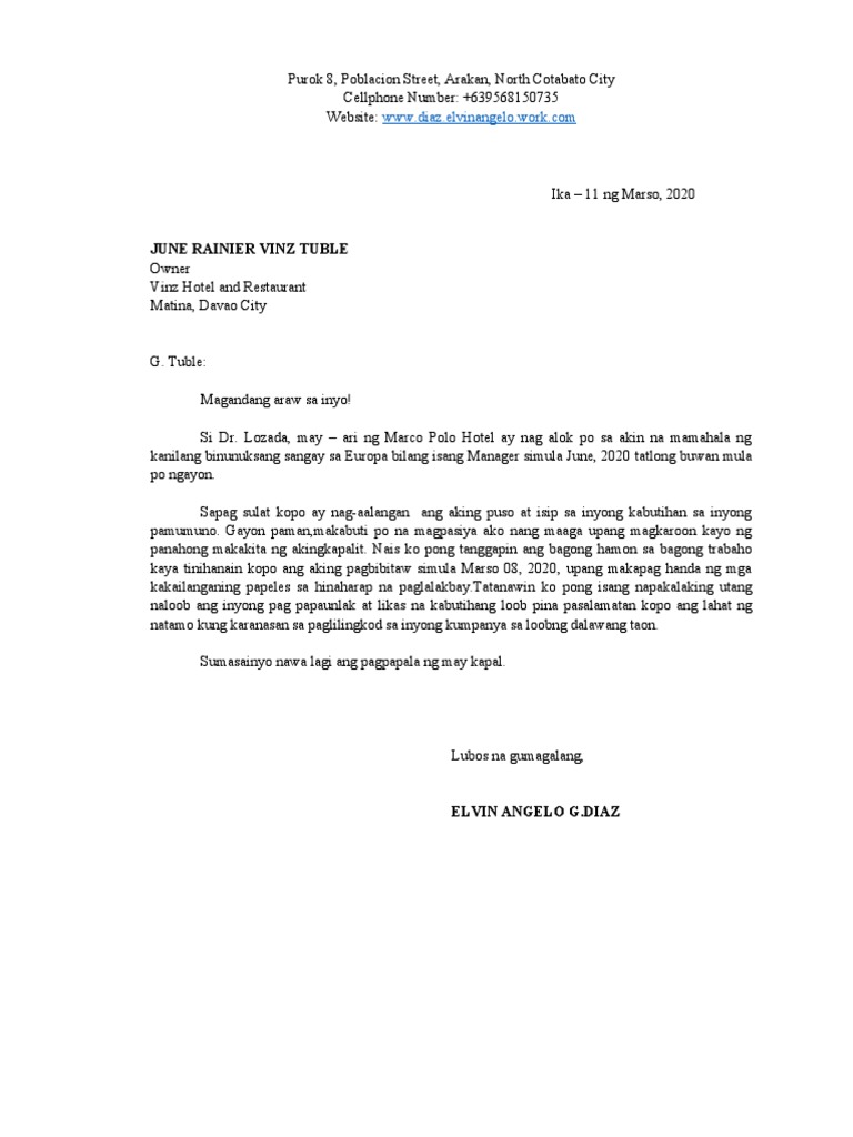 Liham Pagbibitiw | PDF