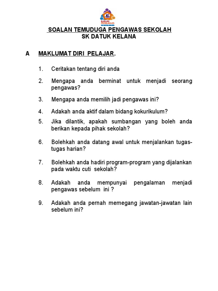 4 Tips Soalan Temuduga Pengawas Sekolah Pdf