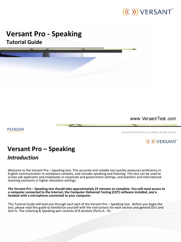 Tutorial Guide VPro Speaking Test | PDF | Reading Comprehension | Question