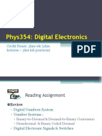 Phys354: Digital Electronics: Credit Hours: 3hrs/wk (2hrs Lectures + 3hrs Lab Practices)