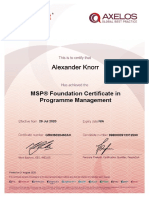 Alexander Knorr: MSP® Foundation Certificate in Programme Management