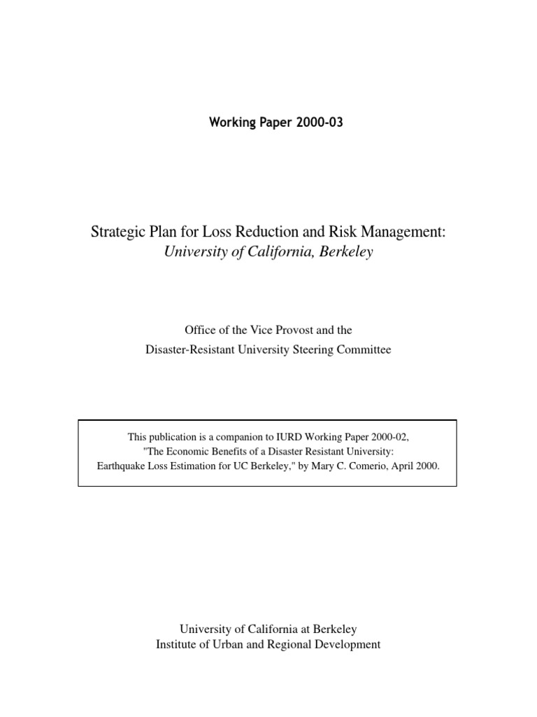 Strategic Plan For Loss Reduction and Risk Management | PDF | Emergency ...
