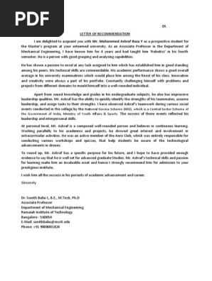 Letter of recommendation