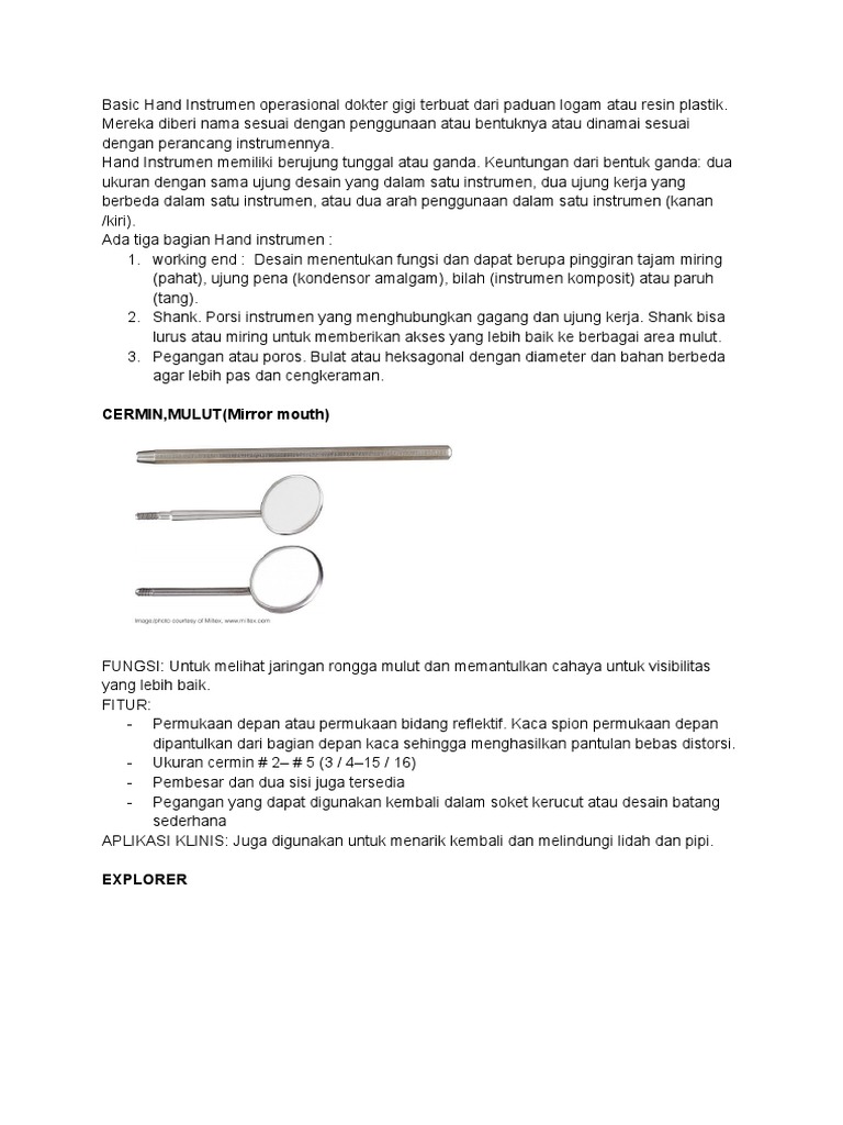 Instrumen Tangan dalam Kedokteran Gigi | PDF | Teknologi & Rekayasa