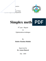 Simplex Method: 4 Year - Report in Optimization Technique