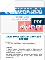 Directors Report and Liability, Auditors Report, Directors's Responsibility