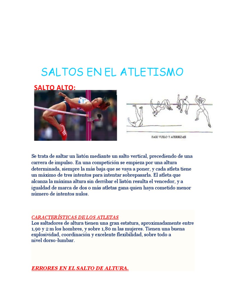 Técnicas y Errores en Saltos de Atletismo | PDF | Deporte del atletismo ...