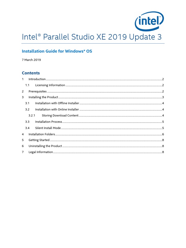 Parallel Studio Xe 2019u3 Install Guide Win PDF Installation