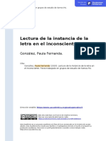 Gonzalez, Paula Fernanda (2020). Lectura de la instancia de la letra en el inconsciente