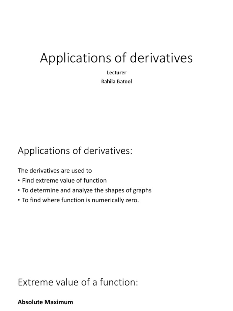 Applications of Derivatives in Optimization | PDF | Maxima And Minima ...