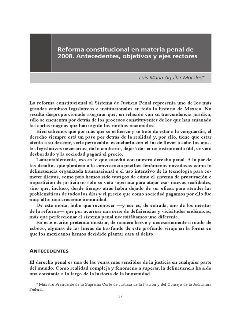 Reforma Constitucional Penal 2008 en México | PDF | Derecho penal | Ley ...