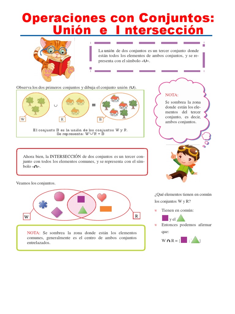 Unión e Intersección de Conjuntos para Niños | PDF | Enseñanza de ...